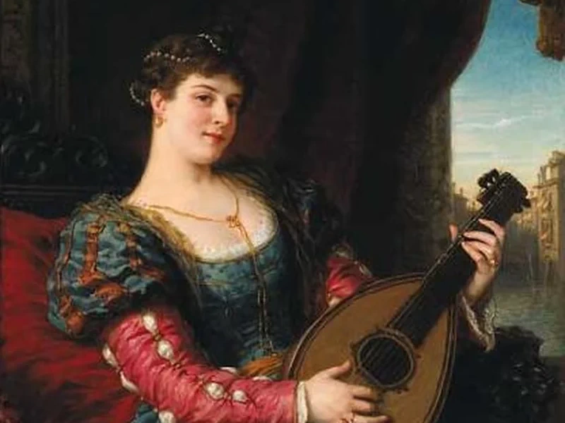1828-Mór Than - Giovane donna con abito rinascimentale, 1886